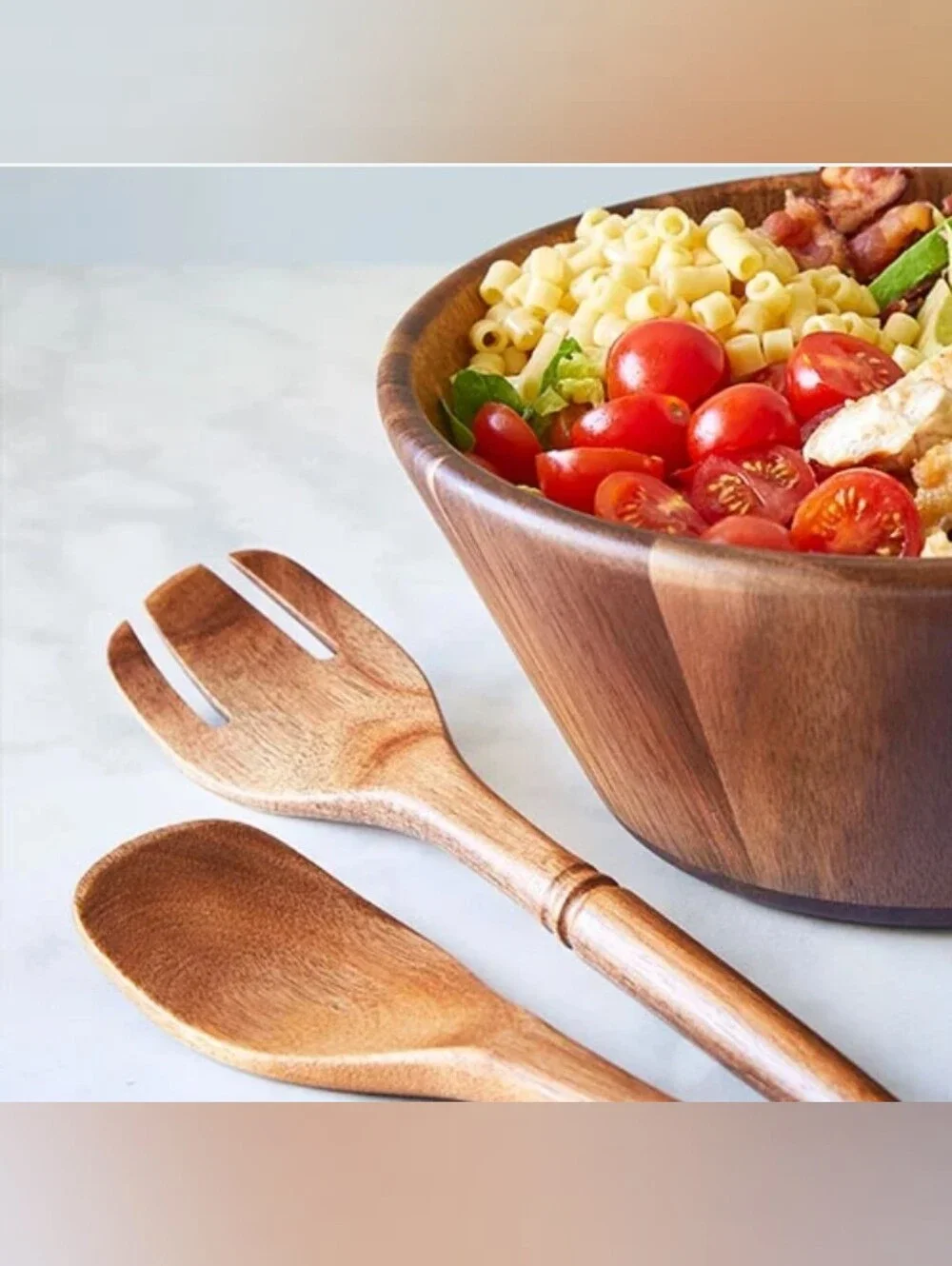 Pampered Chef Acacia Wood Salad Bowl & Servers Set New in Box Discontinued